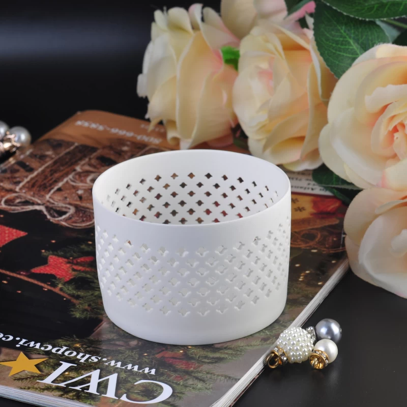 White Hollow- out Decorative Tealight Ceramic Candle Holder
