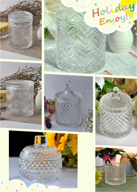 Diamond Pattern Glass Candle Holders