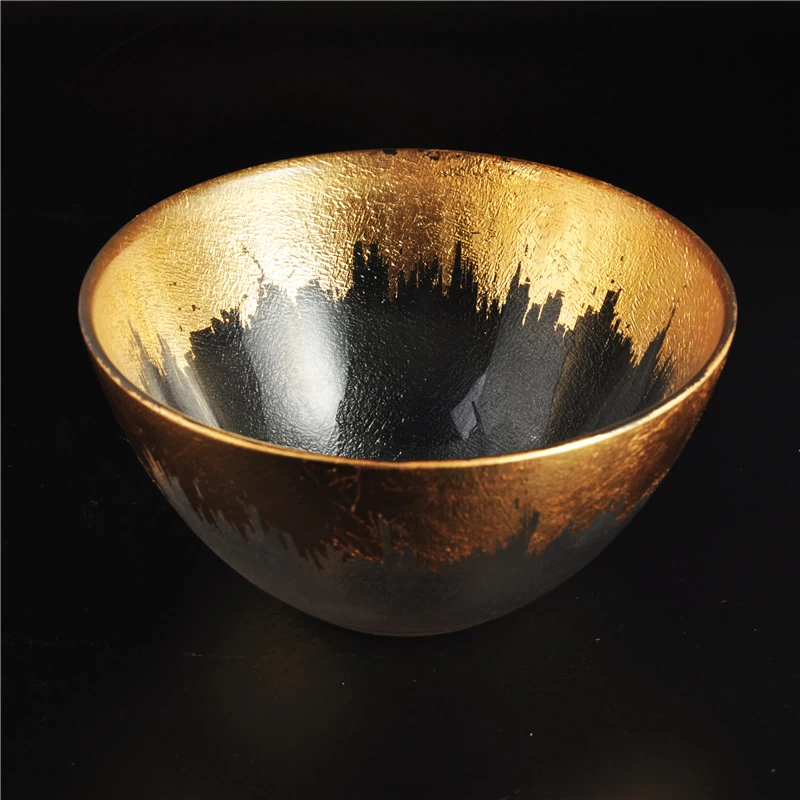 New design gold glass candle holder glass bowl for home decaration