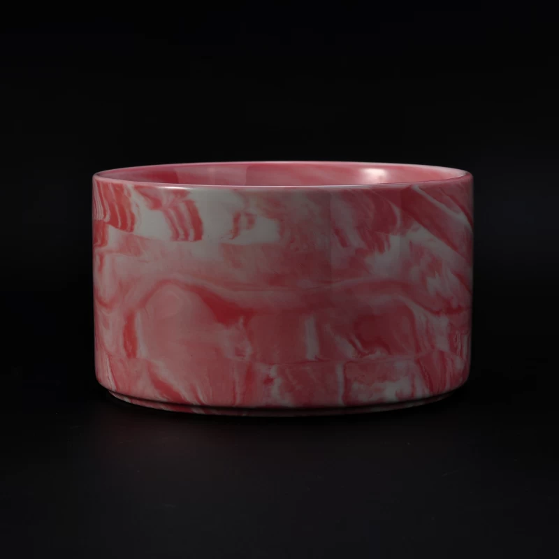 Newly pink marber ceramic candle container wholesale