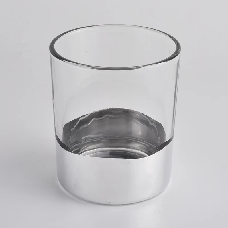 Silver bottom glass candle jar