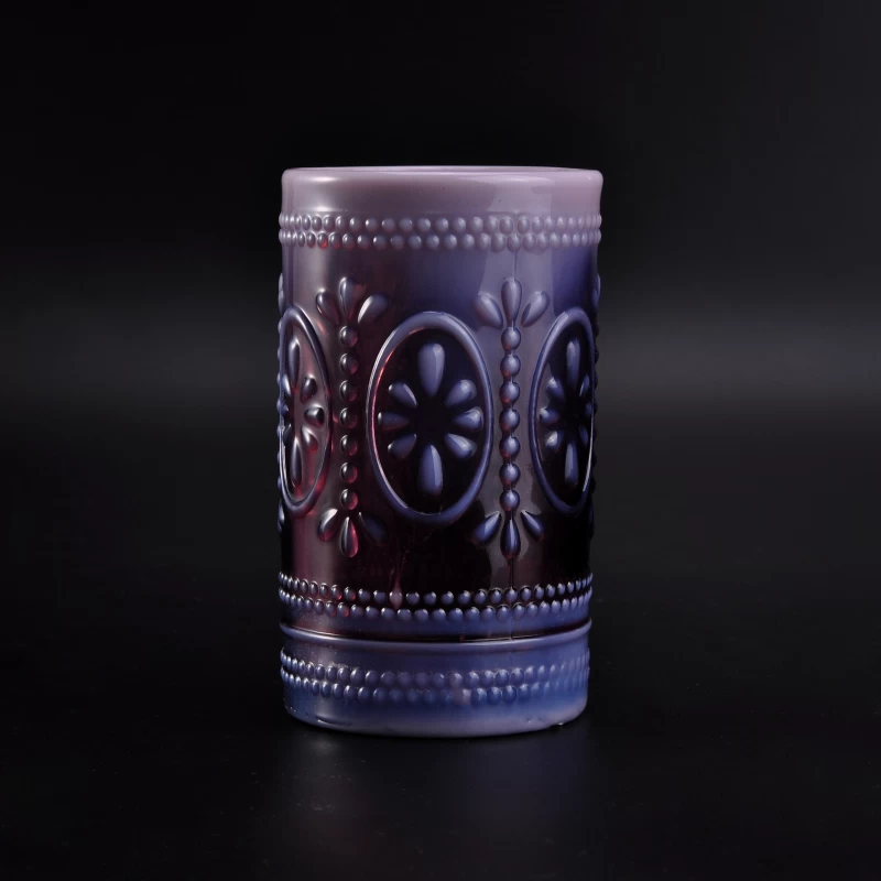 purple glass candle holder
