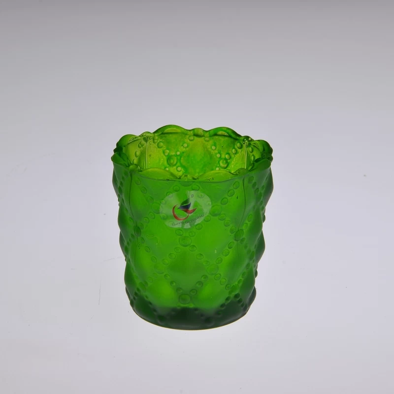 colored glass candle holder