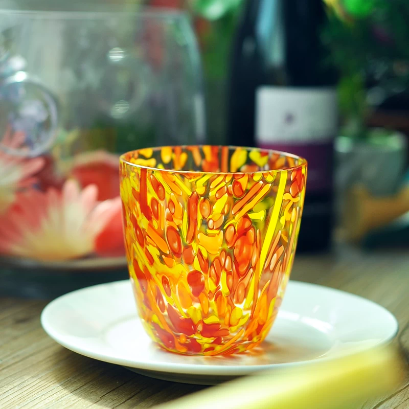 Melting pigment colorful glass candle holder