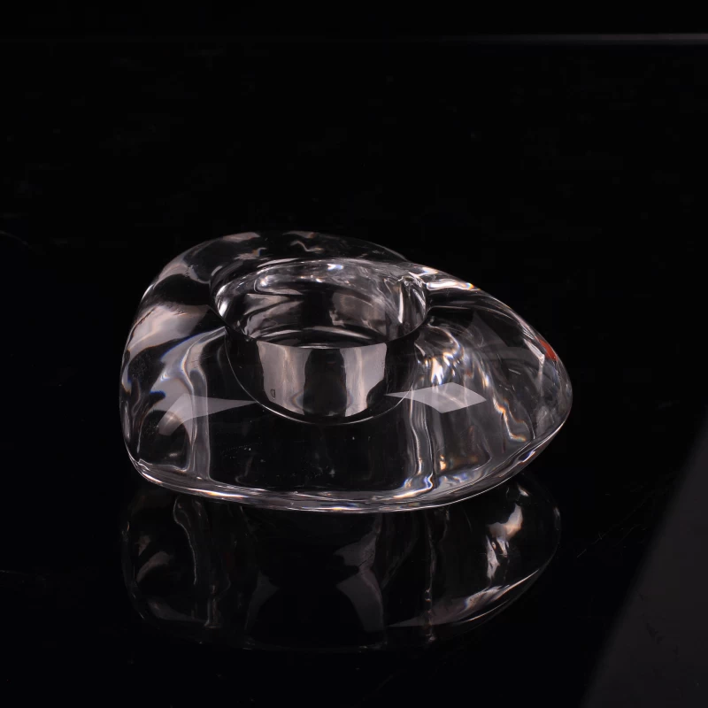 Heart shape transparent Machine made glass tealight holder