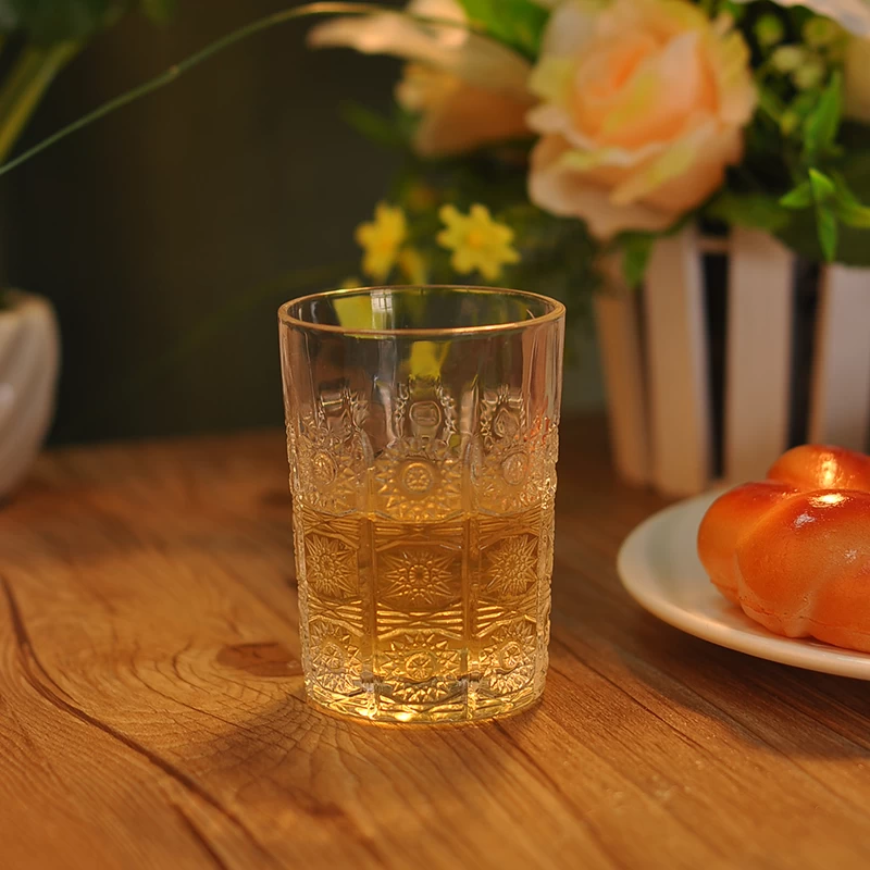 High Quality Embossed Water Glass Beverage Glass