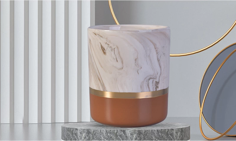 15oz marble ceramic cylinder jars for scented candles