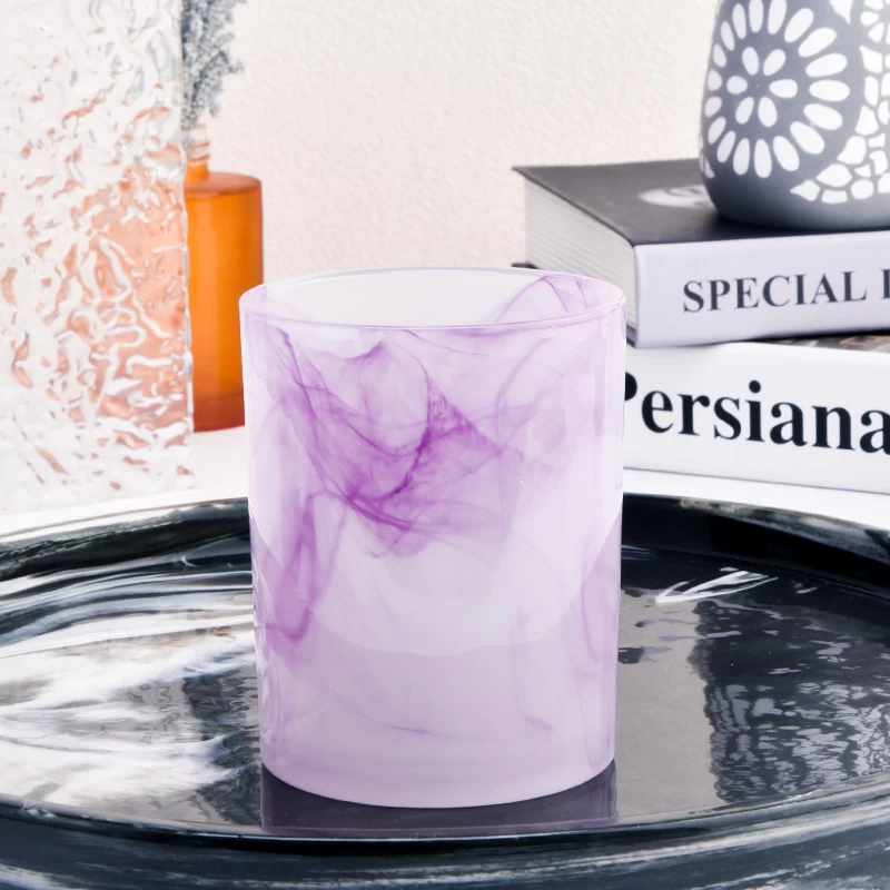 Hot sale 10oz glass purple candle holder for home decor