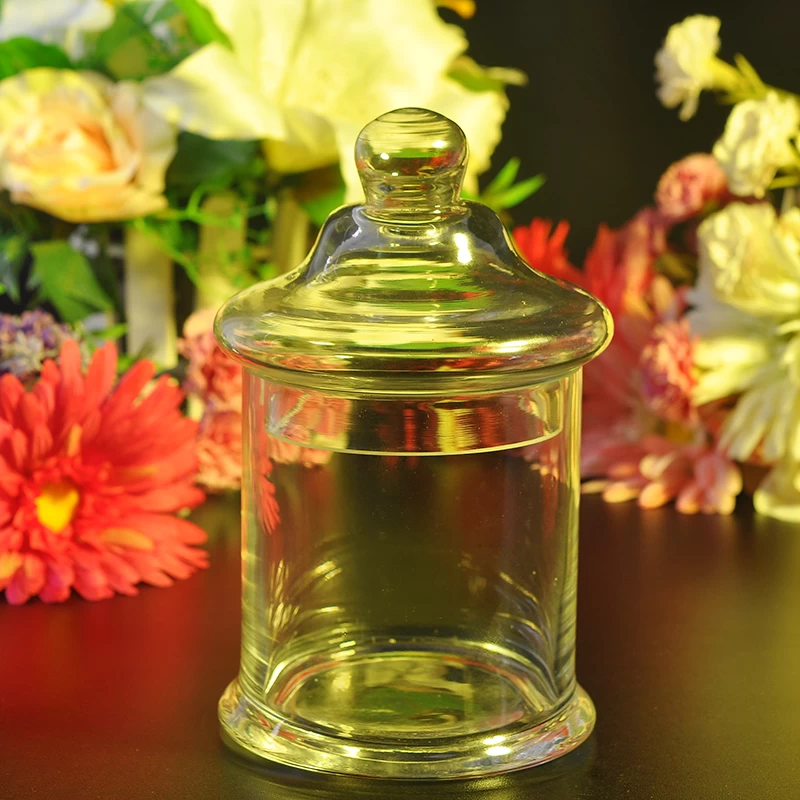 Hand made glass jar
      with lid