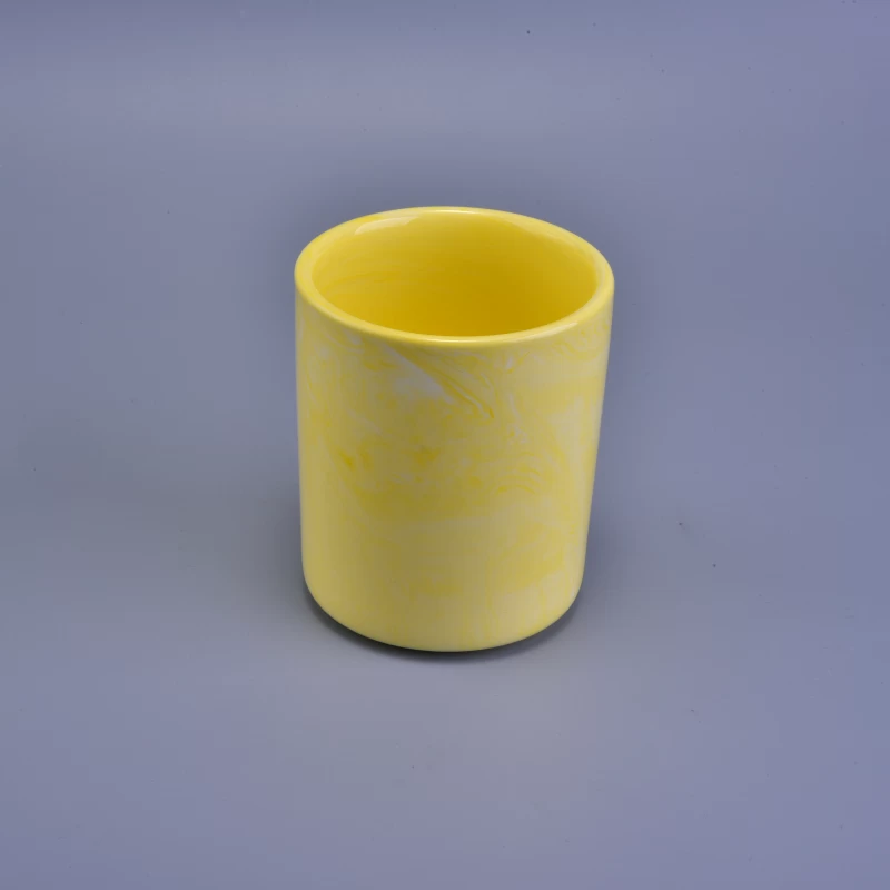 Long round cylinder glaze ceramic candle jar
