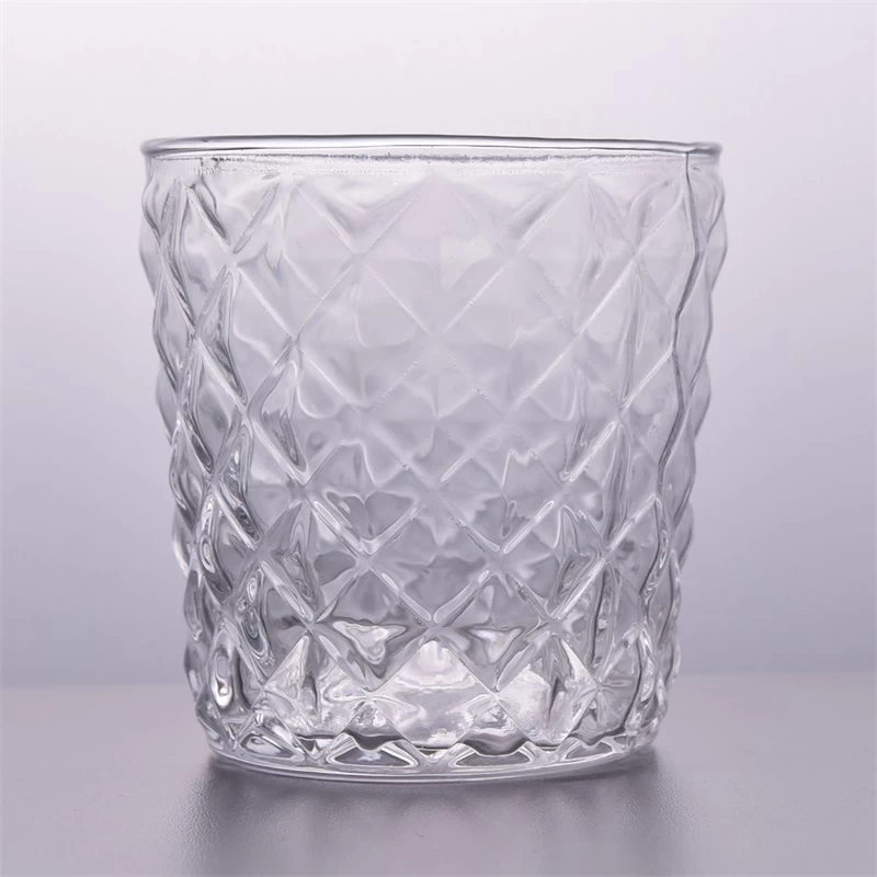 7.5oz glass candle holders supplier with diamond pattern