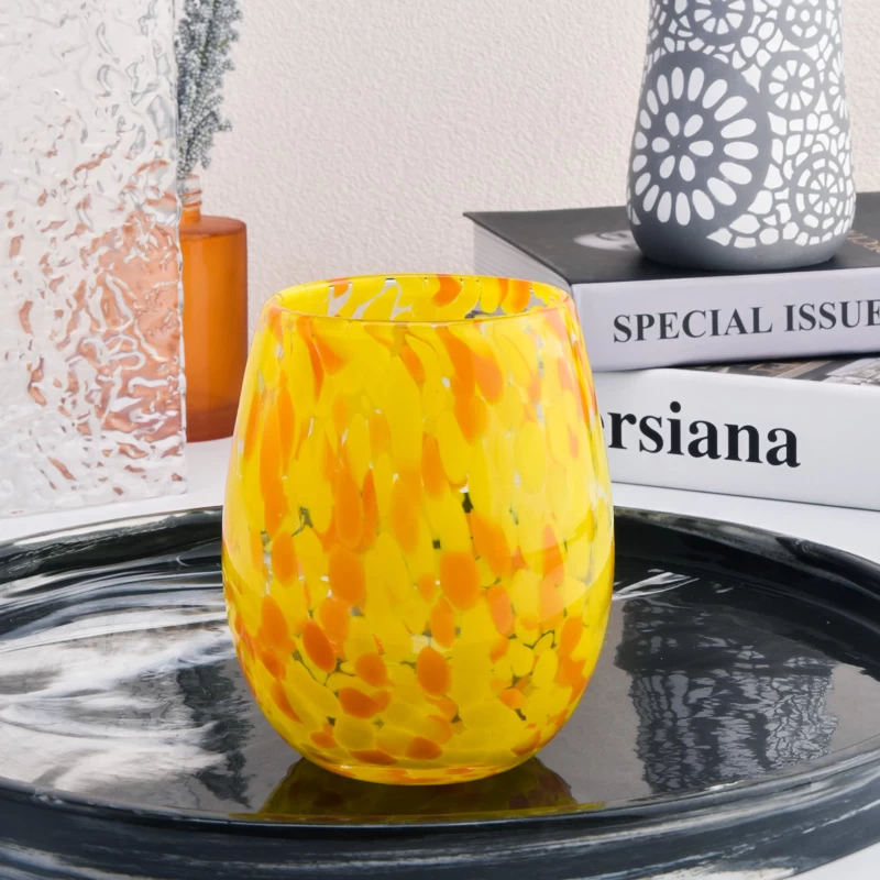 New 15oz coloful glass candle handmade vessel wholesale