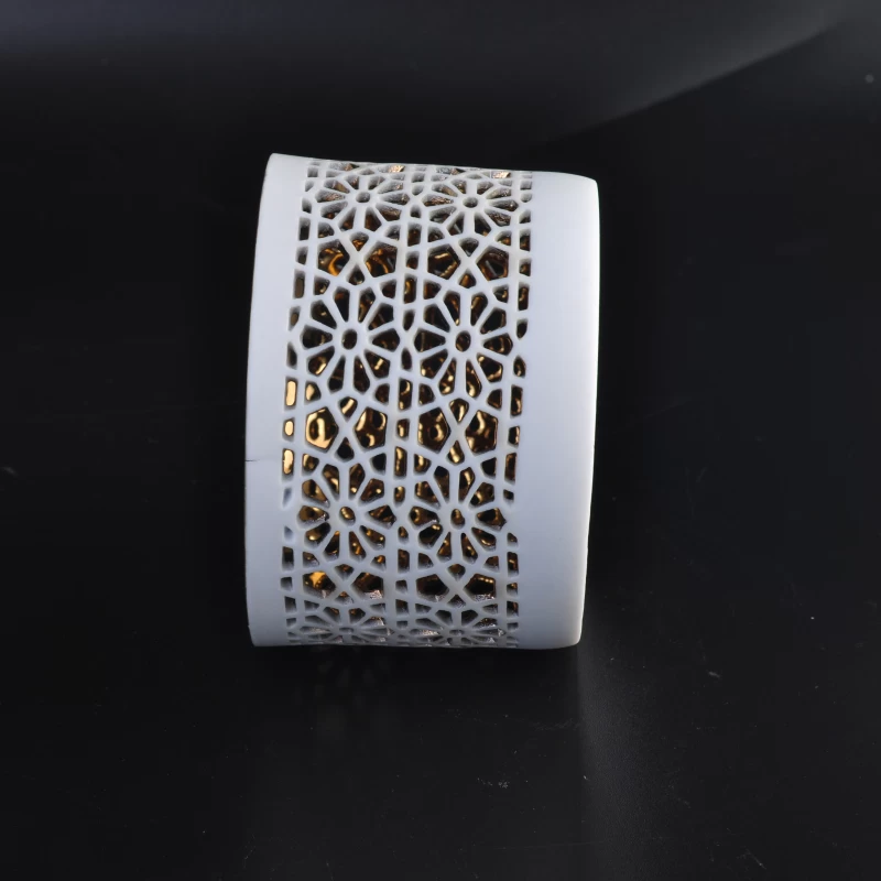 Inner Electroplate finish Tealight Ceramic Candle Holder