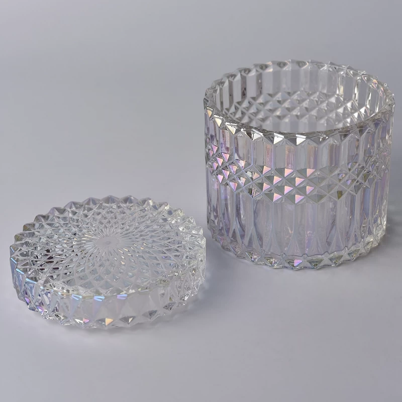 luxury glass candle holder with glass lid