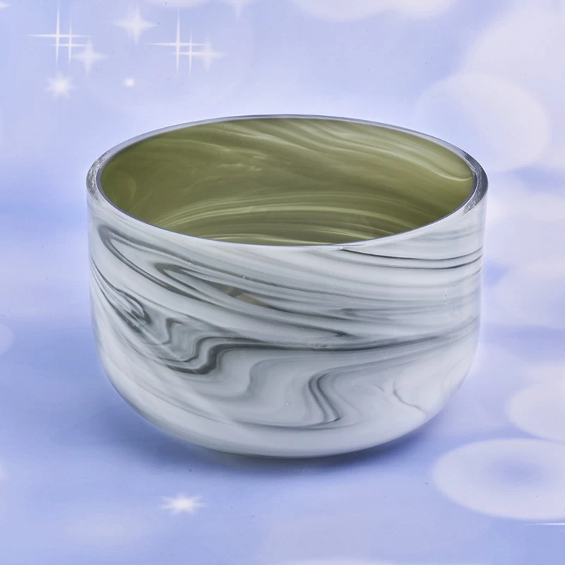 20oz marble effect glass candle jar