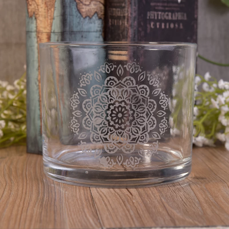 home decor glass candle hodler with etch logo