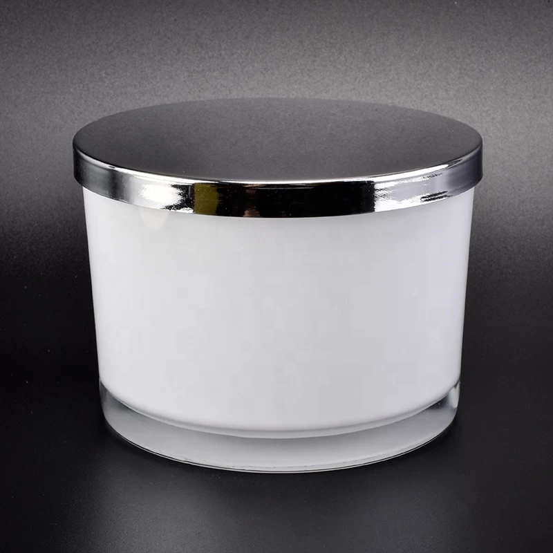 12oz White Glass Candle Container with Lid Supply