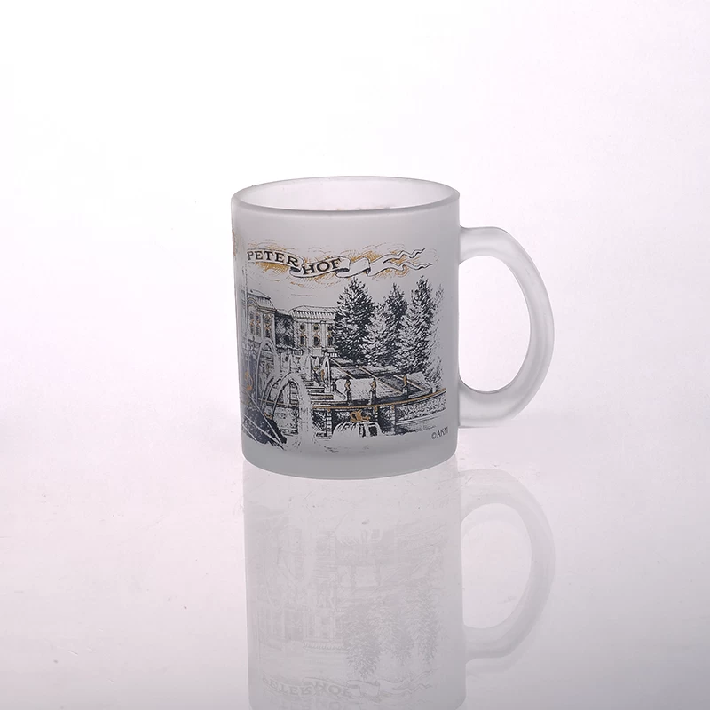 glass milk cup with picture