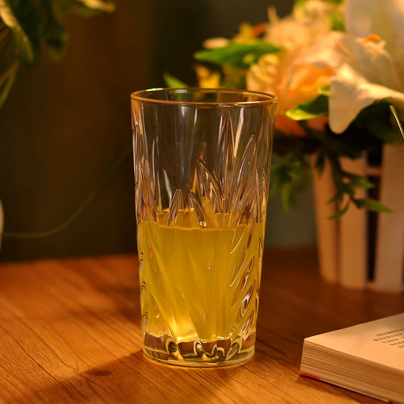 Wholesale embossed glass tumbler for water, juice