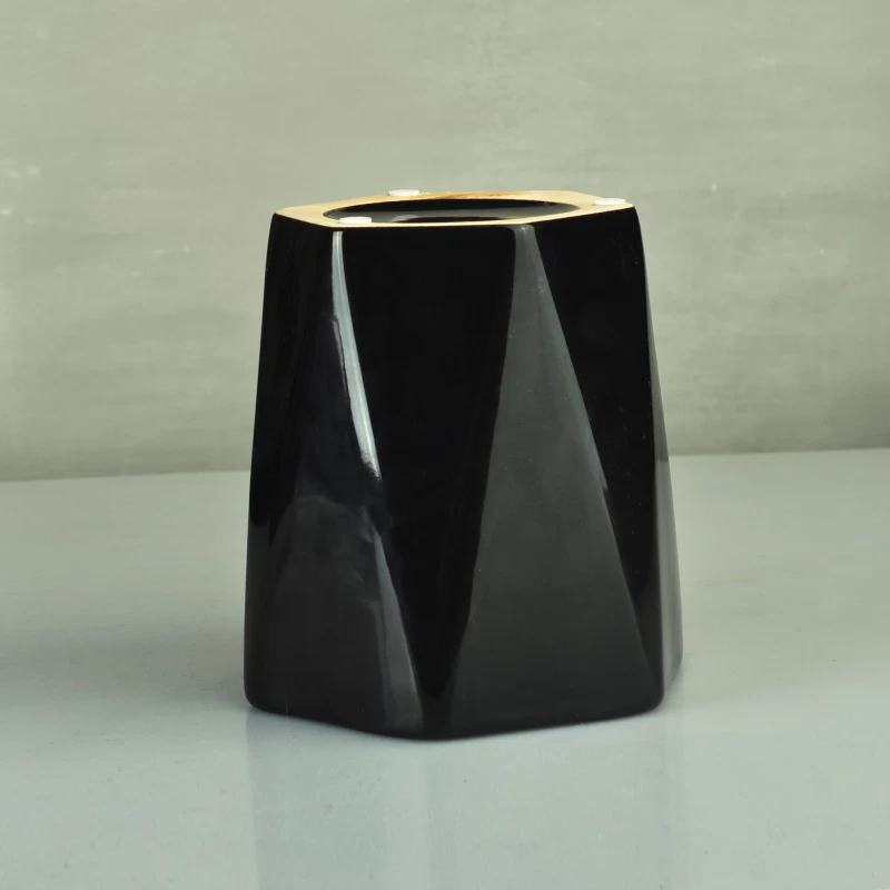 Black ceramic candles container