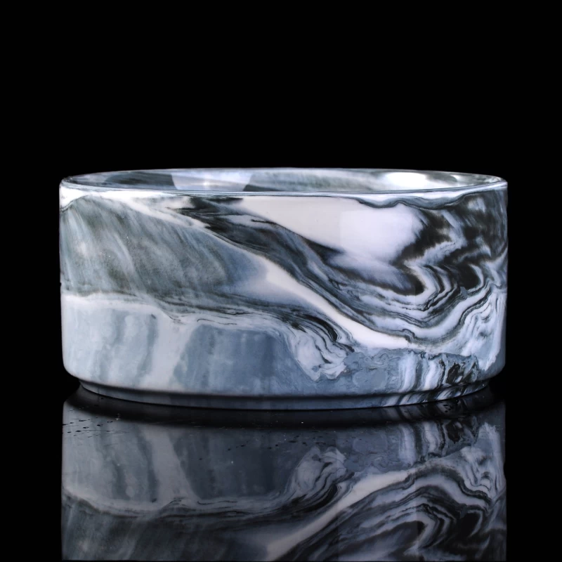 34oz Elegant Marble Ceramic Candle Holder