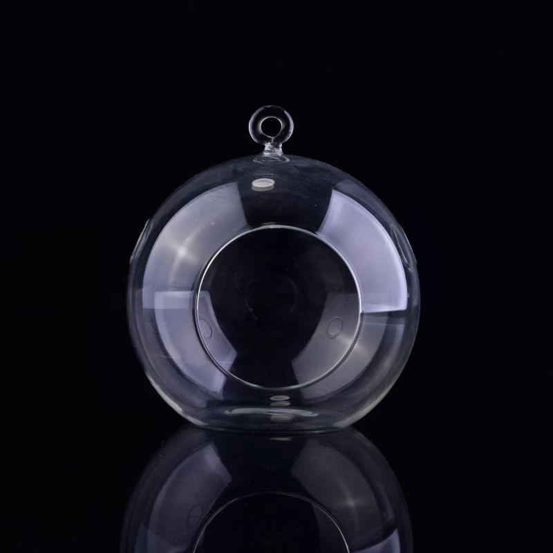 Hanging glass vase tealight holder