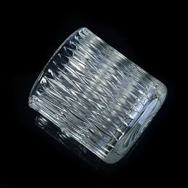 Popular faceted design clear glass cylinder jar for scent candlefor decoration
