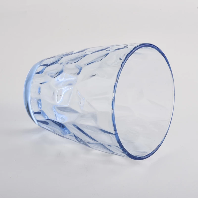 13oz light blue cylinder glass candle vessel empty candle holder