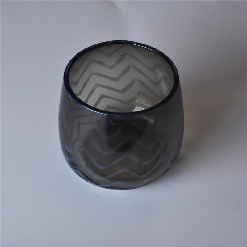 Brown Color Mouth Blown Glass Candle Jar