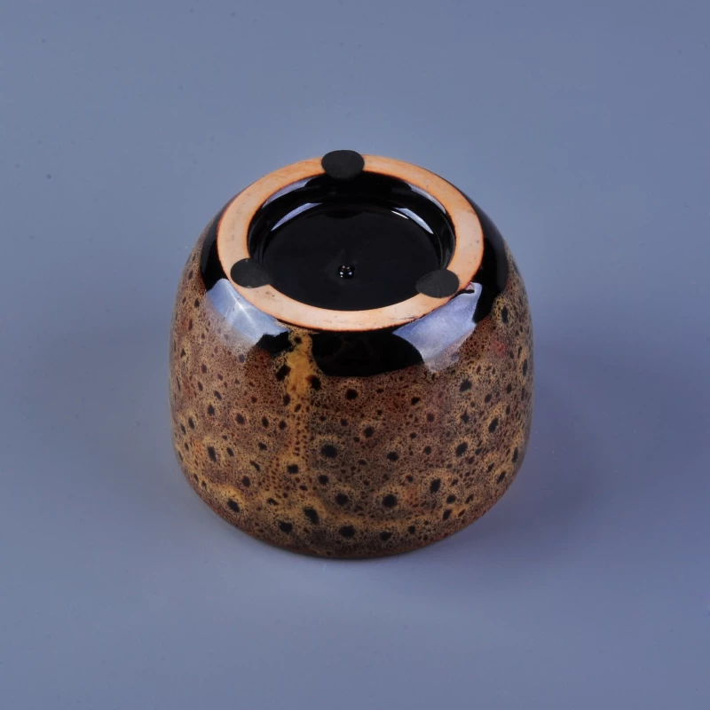 Brown Handmade Ceramic Candle Jar China Supplier