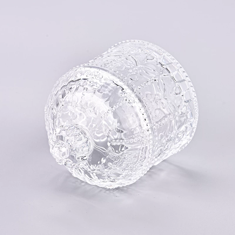 Popular 8oz glass candle holder with exquisite glass lids wholesale