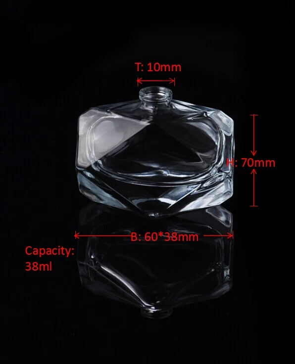 Glass perfume bottle with camellia decor