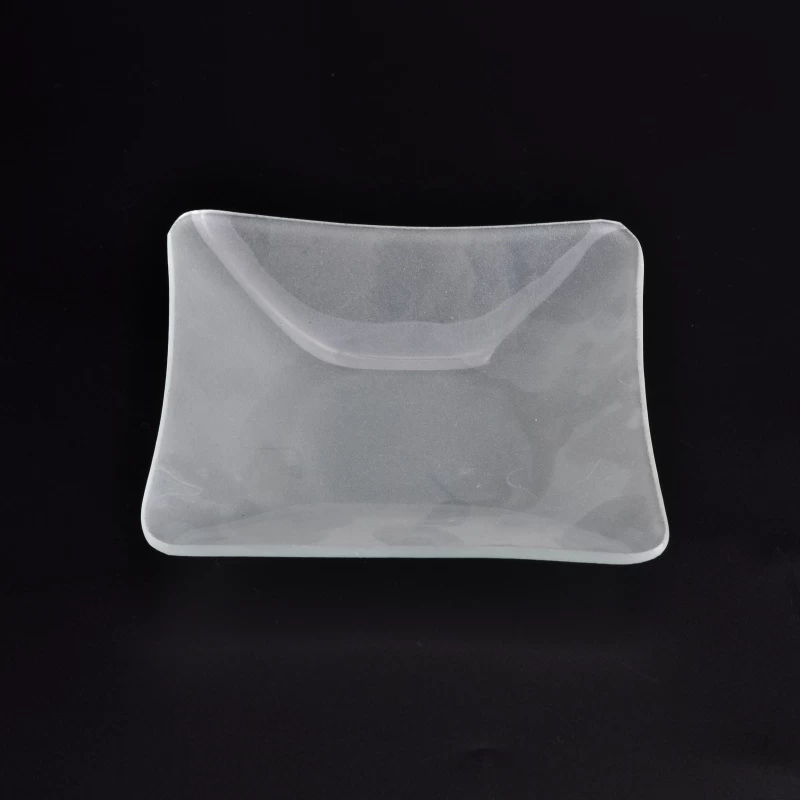 4'' Square Frosted Glass Plate Dish for Relish