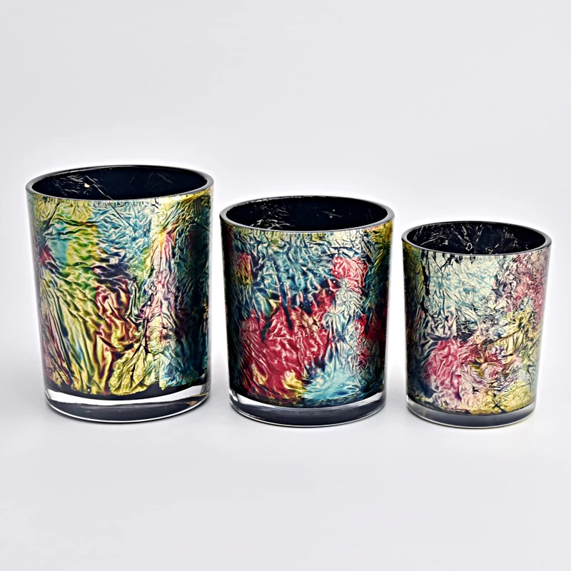 New 400ml beautiful painting glass candle jar wholesaler