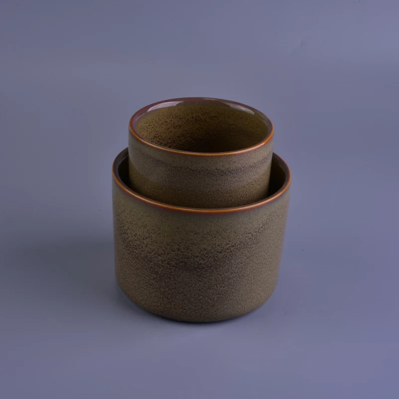 Different size round ceramic pot candle holder container sets