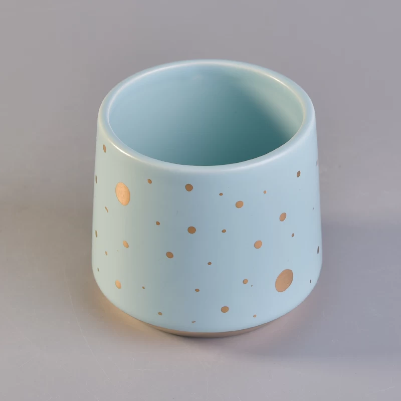 Hot sale round spot ceramic color candle holder 
