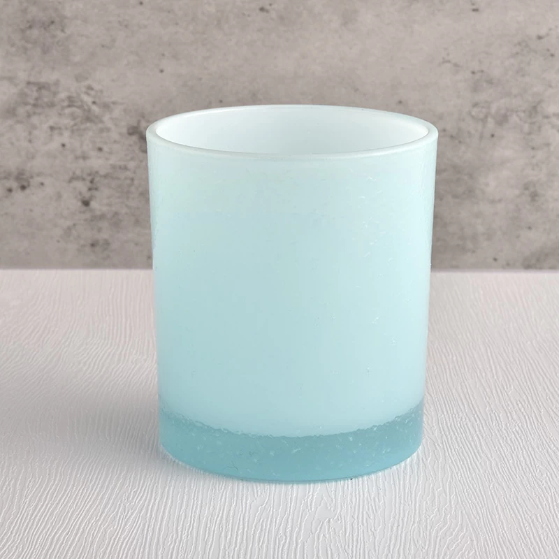wholesale drops of water decoration solid blue glass candle vessel