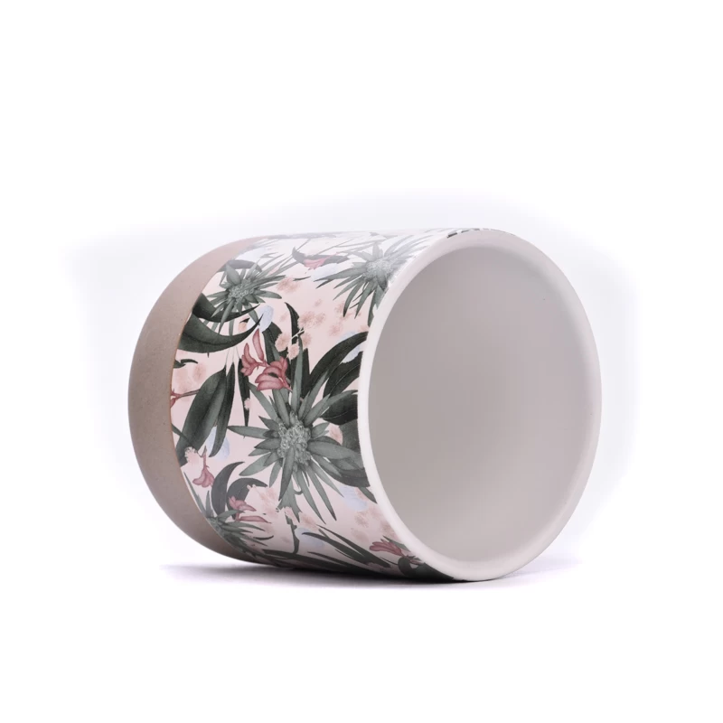 New arrive ceramic candle holder 400ml leaf parttern candle vessels