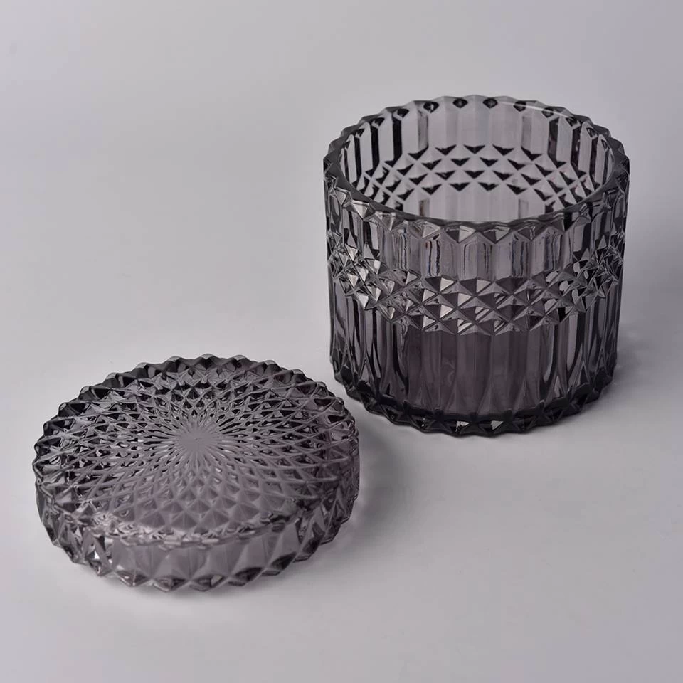 diamond glass candle holders with lids