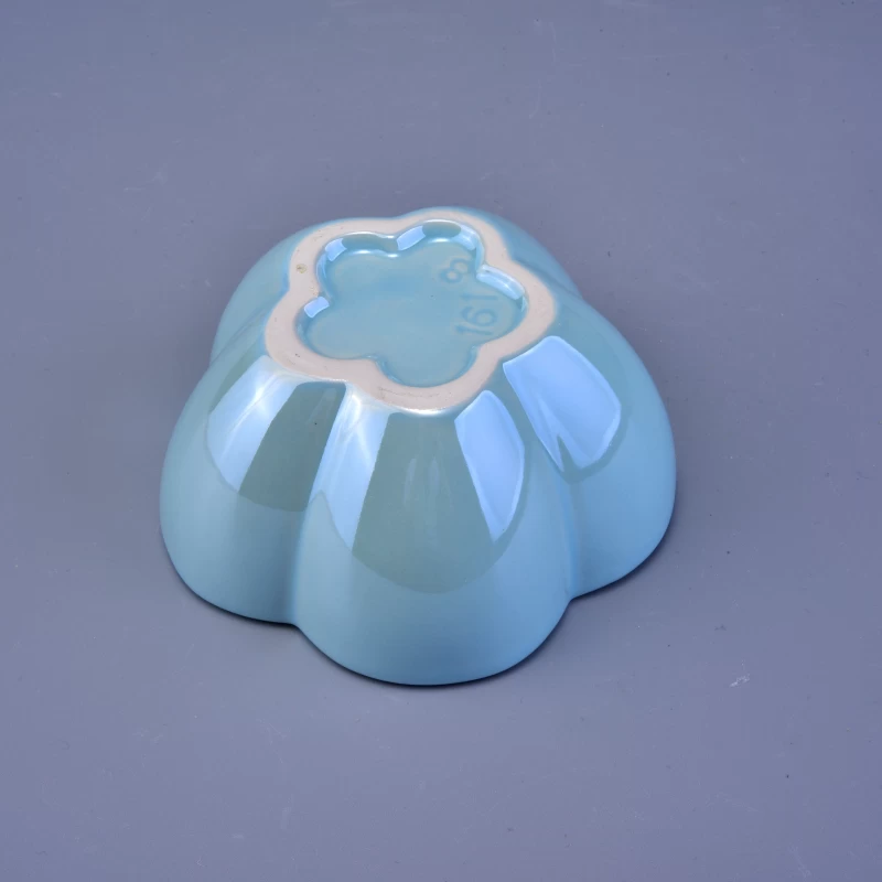 160ml Flower Shape Colorful Glazed Ceramic Candle Container for Scented Soy Wax