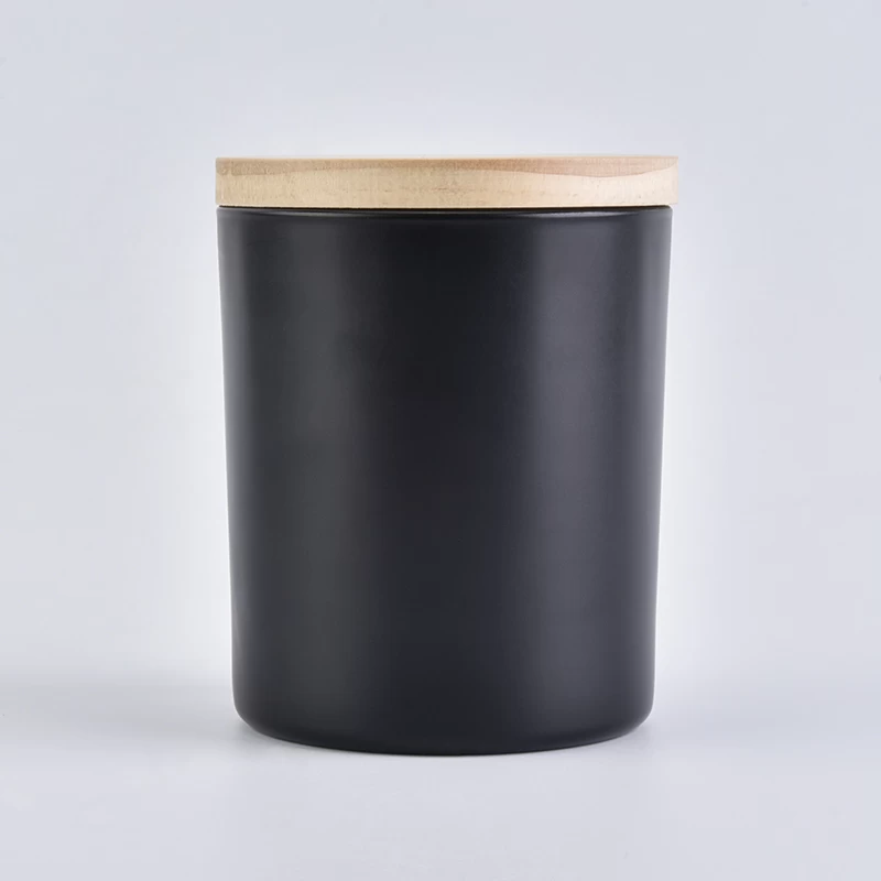 10 oz black glass candle holder with lid