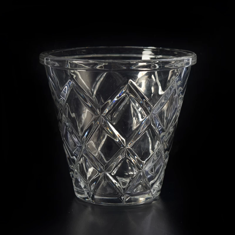 750ml Prismatic Clear Glass Candle Holder in V shape Home Decor