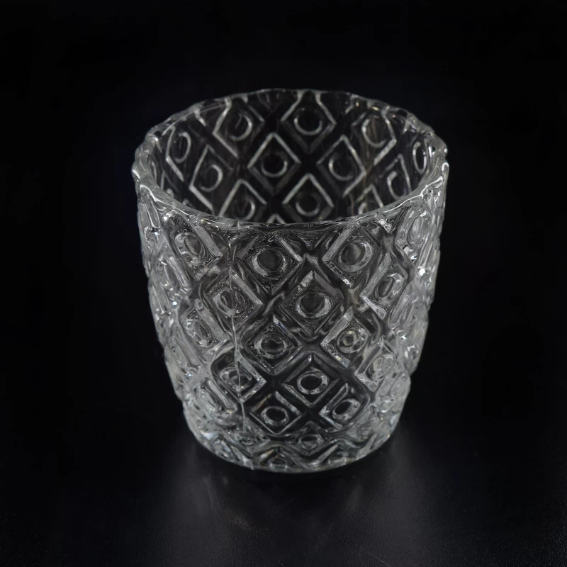 embossed pattern glass 6oz votive candle holders
