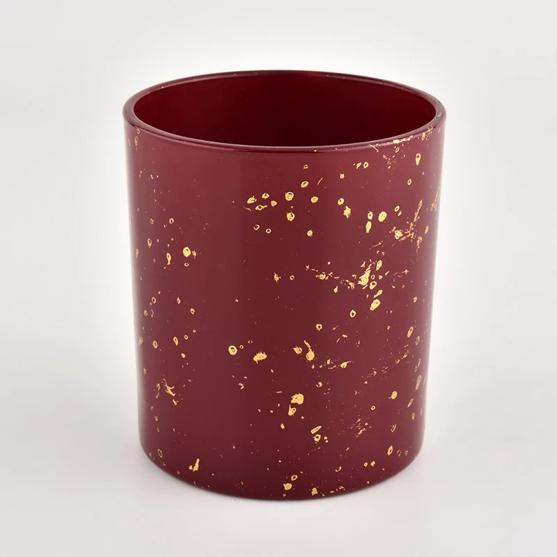 wholesale cylinder candle vessel with golden decoration