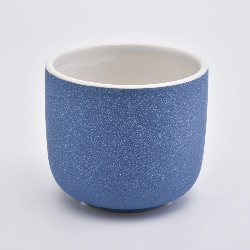 matte blue ceramic candle holders with round bottom