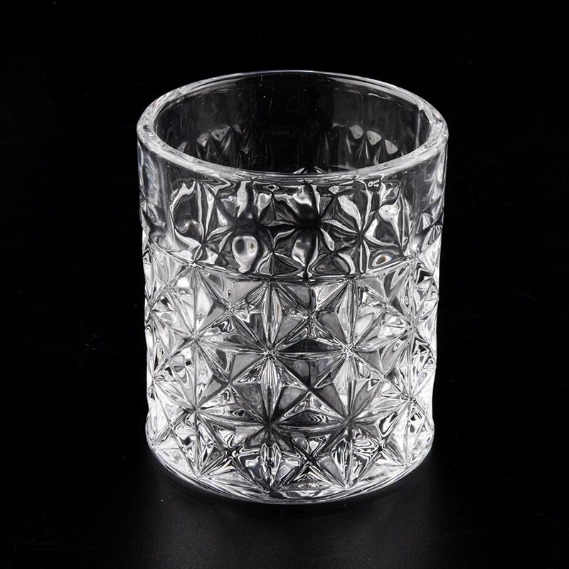 Crystal Embossed Glass Candle Jar From Sunny Glassware