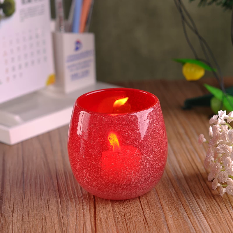 red color glass candle jar