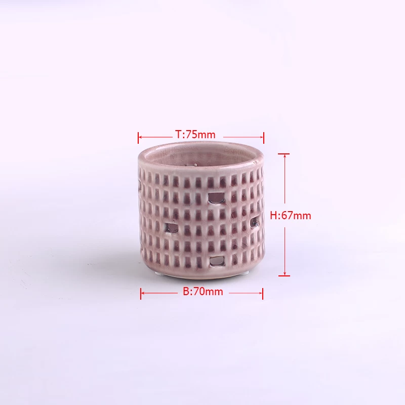 pink gridding ceramic candle holder
