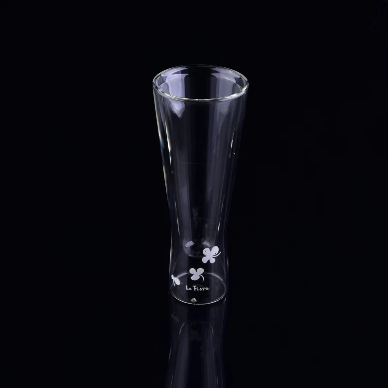 fl.8.7oz/ 250ml Borosilicate Double Wall Glass With Decal Logo