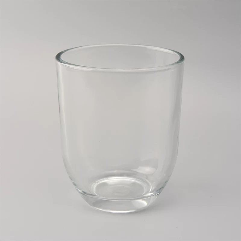 Elliptical transparent glass candle holder